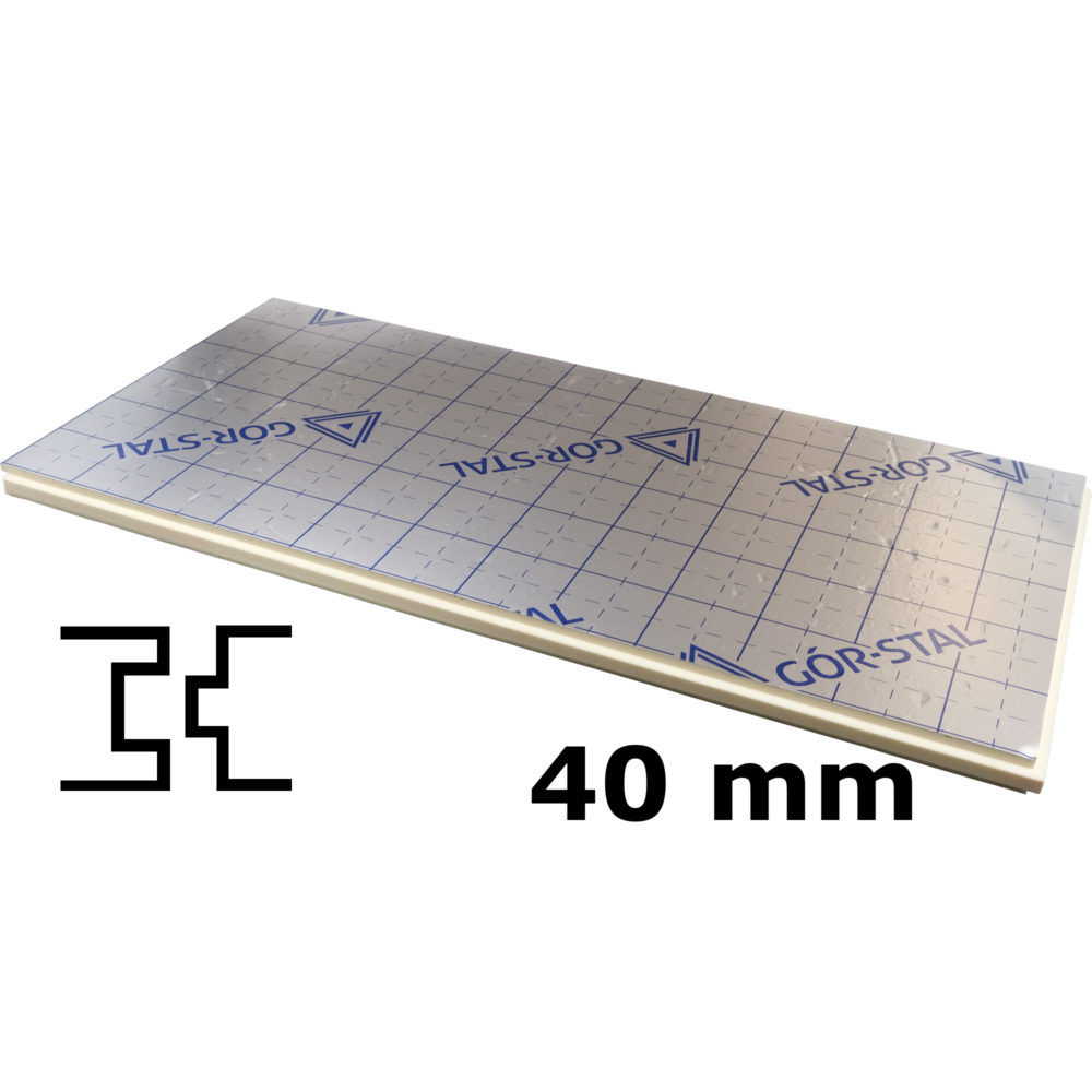 Płyta PIR AL 4cm 600 x 1200 mm krawędź pióro wpust