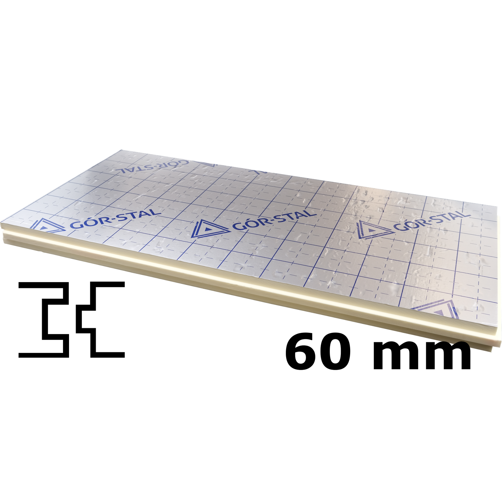 Płyta PIR AL 6cm 600x1200mm krawędź pióro wpust